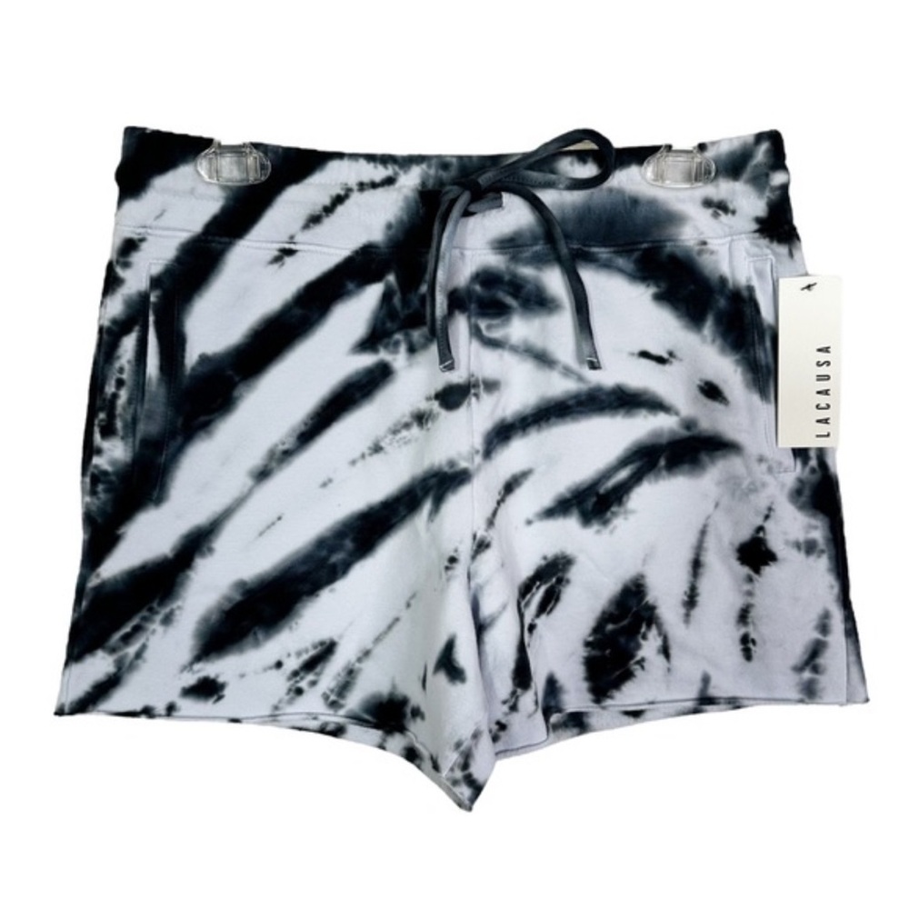 Lacausa Black and White Tie-Dye Shorts